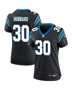 Women's Carolina Panthers #30 Chuba Hubbard Black Stitched Jersey(Run Small)