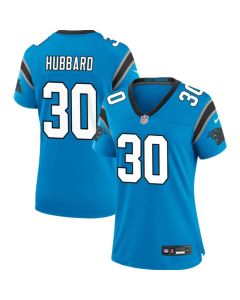 Women's Carolina Panthers #30 Chuba Hubbard Blue Stitched Jersey(Run Small)