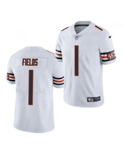 Women's Chicago Bears #1 Justin Fields 2021 NFL Draft White Vapor untouchable Limited Stitched Jersey(Run Small)