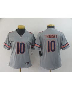 Women's Chicago Bears #10 Mitchell Trubisky 2019 Silver Inverted Legend Stitched NFL Jersey(Runs Small)
