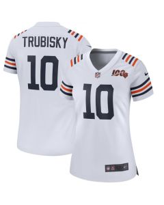 Women's Chicago Bears #10 Trubisky White 2019 100th Season Limited Stitched NFL Jersey