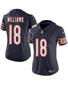 Women's Chicago Bears #18 Caleb Williams Navy 2024 Draft Vapor Stitched Jersey(Run Small)