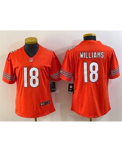 Women's Chicago Bears #18 Caleb Williams Orange 2024 Draft Vapor Stitched Jersey(Run Small)
