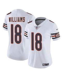 Women's Chicago Bears #18 Caleb Williams White 2024 Draft Vapor Stitched Jersey(Run Small)