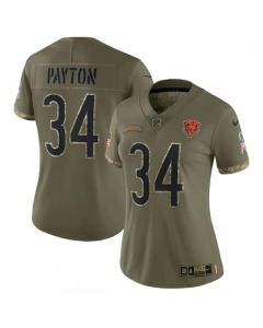 Women's Chicago Bears #34 Walter Payton Olive 2022 Salute To Service Limited Stitched Jersey(Run Small)