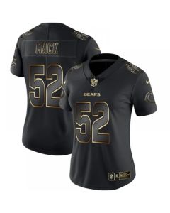 Women's Chicago Bears #52 Khalil Mack 2019 Black Gold Edition Stitched NFL Jersey(Run Smal)