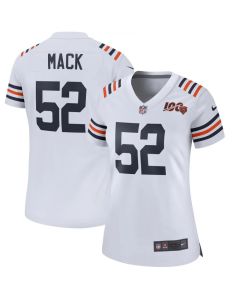 Women's Chicago Bears #52 Khalil Mack White 2019 100th Season Limited Stitched NFL Jersey
