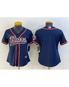 Women's Chicago Bears Blank Navy With Patch Cool Base Stitched Baseball Jersey(Run Small)