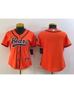 Women's Chicago Bears Blank Orange With Patch Cool Base Stitched Baseball Jersey(Run Small)