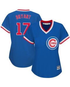 Women's Chicago Cubs #17 Kris Bryant Blue Cooperstown Stitched MLB Jersey