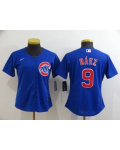 Women's Chicago Cubs #9 Javier Baez Blue Cool Base Stitched MLB Jersey