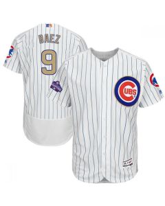 Women's Chicago Cubs #9 Javier Baez White 2017 Gold Program Flex Base Stitched MLB Jersey(Run Small)
