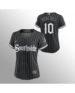 Women's Chicago White Sox #10 Yoan Moncada 2021 Black Connect city Stitched MLB Jersey
