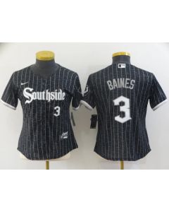 Women's Chicago White Sox #3 Harold Baines 2021 Black Connect city Stitched Jersey(Run Small)