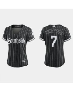 Women's Chicago White Sox #7 Tim Anderson 2021 Black Connect city Stitched Jersey(Run Small)