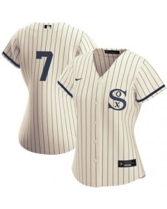 Women's Chicago White Sox #7 Tim Anderson 2021 Cream/Navy Name&Number Field of Dreams Cool Base Stitched Jersey(Run Small)