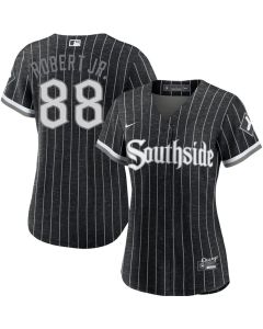 Women's Chicago White Sox #88 Luis Robert Jr. Black City Connect Limited Player Jersey (Black White)