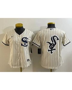 Women's Chicago White Sox Cream Team Big Logo Stitched Jersey(Run Small) 01