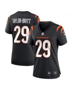 Women's Cincinnati Bengals #29 Cam Taylor-Britt Black Stitched Football Jersey(Run Small)