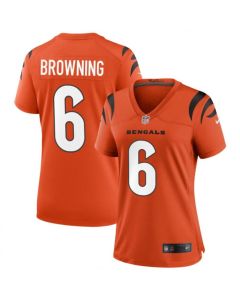 Women's Cincinnati Bengals #6 Jake Browning Orange Stitched Football Jersey(Run Small)