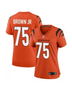 Women's Cincinnati Bengals #75 Orlando Brown Jr. Orange Stitched Football Jersey(Run Small)