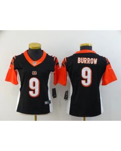 Women's Cincinnati Bengals #9 Joe Burrow Black Vapor Stitched Jersey(Run Small)