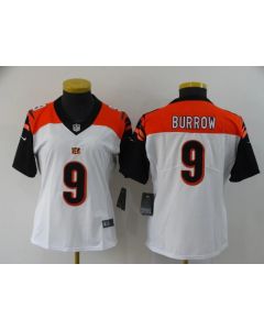Women's Cincinnati Bengals #9 Joe Burrow White Vapor Stitched Jersey(Run Small)