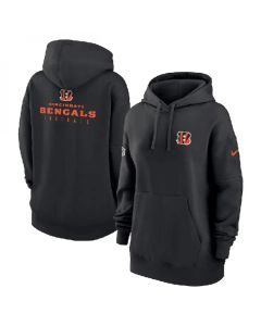 Women's Cincinnati Bengals Black Sideline Club Fleece Pullover Hoodie(Run Small)