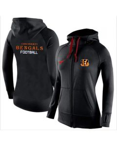 Women's Cincinnati Bengals Full-Zip Performance Hoodie Black