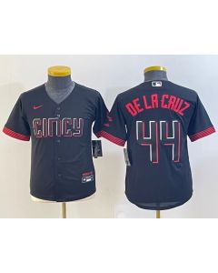 Women's Cincinnati Reds #44 Elly De La Cruz Black 2023 City Connect Stitched Baseball Jersey(Run Small)