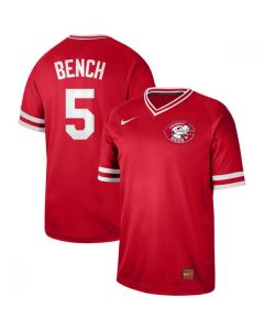 Women's Cincinnati Reds #5 Johnny Bench Red Cooperstown Collection Legend Stitched Jersey