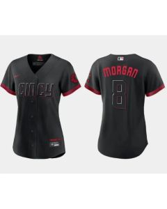 Women's Cincinnati Reds #8 Joe Morgan Black 2023 City Connect Stitched Baseball Jersey(Run Small)
