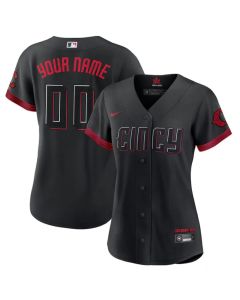 Women's Cincinnati Reds Black 2023 City Connect Custom Jersey (Black)