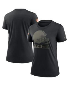 Women's Cleveland Browns 2020 Black Salute To Service Performance T-Shirt (Run Small)