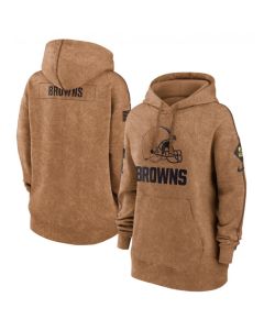 Women's Cleveland Browns 2023 Brown Salute to Service Pullover Hoodie(Run Small)