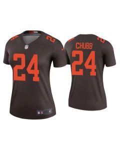 Women's Cleveland Browns #24 Nick Chubb 2020 New Brown Stitched Jersey(Run Small) (Brown)