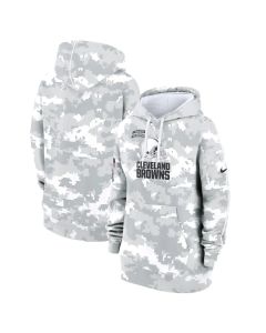 Women's Cleveland Browns Arctic Camo 2024 Salute To Service Club Fleece Pullover Hoodie (Camo)