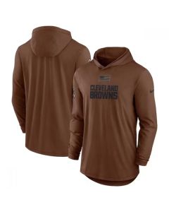 Women's Cleveland Browns Brown 2023 Salute To Service Lightweight Long Sleeve Hoodie(Run Small)