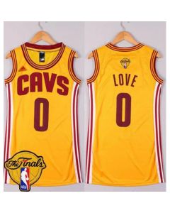 Women's Cleveland Cavaliers #0 Kevin Love Gold The Finals Patch Dress Stitched NBA Jersey