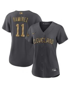 Women's Cleveland Guardians #11 Jose Ramirez 2022 All-Star Charcoal Stitched Baseball Jersey(Run Small)