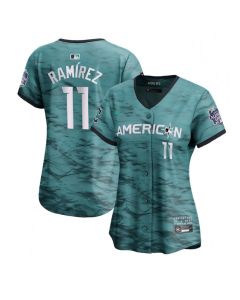 Women's Cleveland Guardians #11 Jose Ramirez Teal 2023 All-star Stitched Baseball Jersey(Run Small)