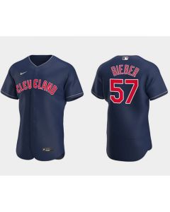 Women's Cleveland indians #57 Shane Bieber Flex Base Stitched Baseball Jersey(Run Small)