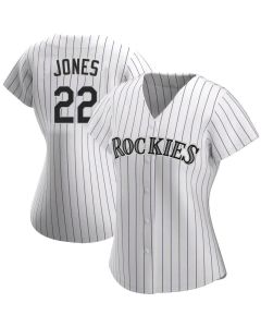 Women's Colorado Rockies #22 Nolan Jones White Home Replica Jersey