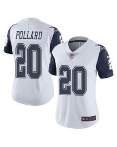 Women's Dallas Cowboys #20 Tony Pollard White Navy Vapor Untouchable Limited Stitched Football Jersey(Run Small
