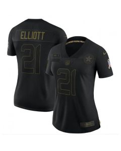 Women's Dallas Cowboys #21 Ezekiel Elliott Black Salute To Service Limited Stitched Jersey