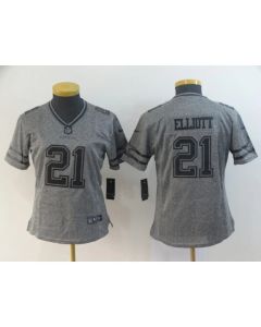 Women's Dallas Cowboys #21 Ezekiel Elliott Grey Limited Stitched NFL Jersey