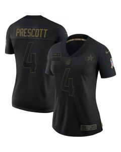 Women's Dallas Cowboys #4 Dak Prescott Black Salute To Service Limited Stitched Jersey