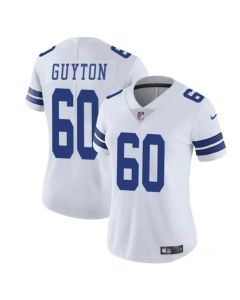 Women's Dallas Cowboys #60 Tyler Guyton White 2024 Draft Vapor Limited Stitched Football Jersey(Run Small