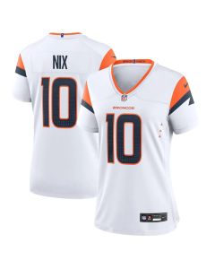 Women's Denver Broncos #10 Bo Nix White Game Jersey (White)