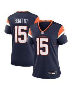 Women's Denver Broncos #15 Nik Bonitto Navy Team Game Jersey (Navy)